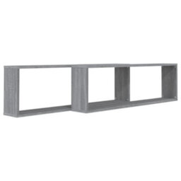 Berkfield Wall Cube Shelves 2 Pcs Grey Sonoma 100X15X30 Cm Engineered Wood - thumbnail 3