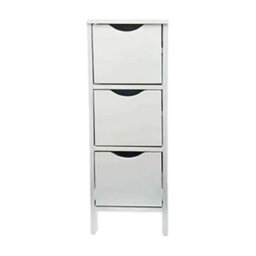 3 Drawer White Storage Cupboard Wooden Bathroom Unit Filing Cabinet Organiser - thumbnail 1