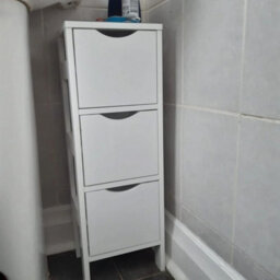3 Drawer White Storage Cupboard Wooden Bathroom Unit Filing Cabinet Organiser - thumbnail 4