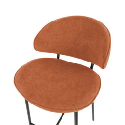 Beliani Set Of 2 Orange Fabric Bar Chairs With Black Metal Legs, Armless, Velvet-Effect - thumbnail 7