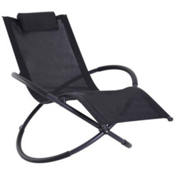 Outsunny Orbital Lounger Zero Gravity Patio Chaise Foldable Rock Chair W/ Pillow - thumbnail 2