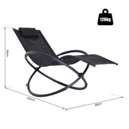 Outsunny Orbital Lounger Zero Gravity Patio Chaise Foldable Rock Chair W/ Pillow - thumbnail 3
