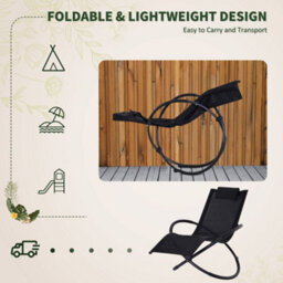 Outsunny Orbital Lounger Zero Gravity Patio Chaise Foldable Rock Chair W/ Pillow - thumbnail 6