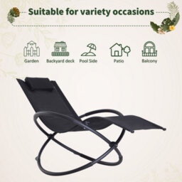 Outsunny Orbital Lounger Zero Gravity Patio Chaise Foldable Rock Chair W/ Pillow - thumbnail 7