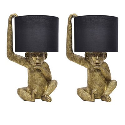 First Choice Lighting Set Of 2 Norman - Black And Gold Monkey Table Lamp - image 1