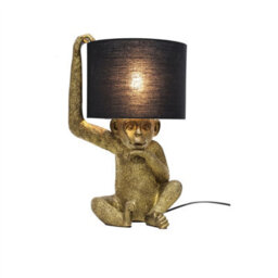 First Choice Lighting Set Of 2 Norman - Black And Gold Monkey Table Lamp - thumbnail 3
