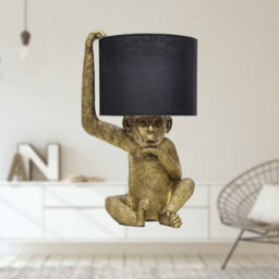 First Choice Lighting Set Of 2 Norman - Black And Gold Monkey Table Lamp - thumbnail 4