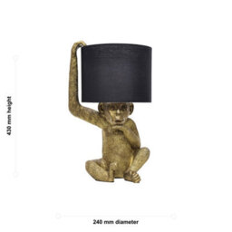 First Choice Lighting Set Of 2 Norman - Black And Gold Monkey Table Lamp - thumbnail 6