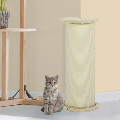 Pawhut Cat Scratching Post With Sisal Rope Soft Plush Anti-Tip, 85Cm, Beige - image 1