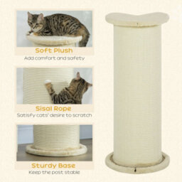 Pawhut Cat Scratching Post With Sisal Rope Soft Plush Anti-Tip, 85Cm, Beige - thumbnail 5