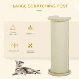 Pawhut Cat Scratching Post With Sisal Rope Soft Plush Anti-Tip, 85Cm, Beige - thumbnail 4