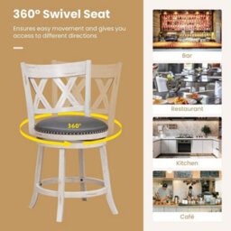 "Bar Stools Counter Height Chair Pub Swiveling Upholstered Seat 24"" Set Of 2" - thumbnail 4