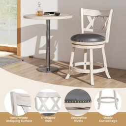 "Bar Stools Counter Height Chair Pub Swiveling Upholstered Seat 24"" Set Of 2" - thumbnail 5