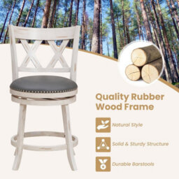 "Bar Stools Counter Height Chair Pub Swiveling Upholstered Seat 24"" Set Of 2" - thumbnail 3