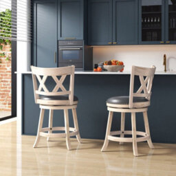 "Bar Stools Counter Height Chair Pub Swiveling Upholstered Seat 24"" Set Of 2" - thumbnail 1