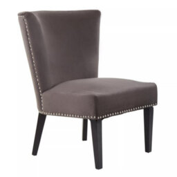 Orsina Interiors By Premiers Grey Velvet Dining Chair, Dining Room Accent Chair, Velvet Upholstered Wing Chair With Wooden Legs - thumbnail 1