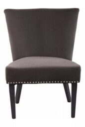 Orsina Interiors By Premiers Grey Velvet Dining Chair, Dining Room Accent Chair, Velvet Upholstered Wing Chair With Wooden Legs - thumbnail 2