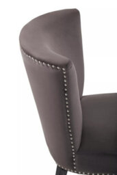 Orsina Interiors By Premiers Grey Velvet Dining Chair, Dining Room Accent Chair, Velvet Upholstered Wing Chair With Wooden Legs - thumbnail 7