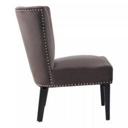 Orsina Interiors By Premiers Grey Velvet Dining Chair, Dining Room Accent Chair, Velvet Upholstered Wing Chair With Wooden Legs - thumbnail 3