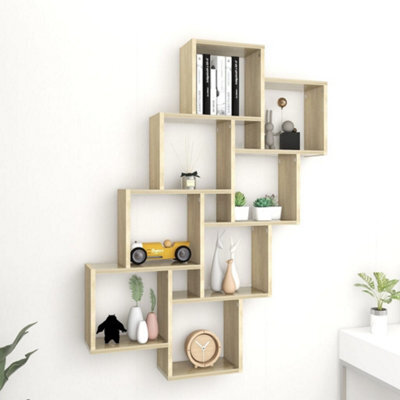 Berkfield Wall Cube Shelf Sonoma Oak 90X15X119 Cm Engineered Wood - image 1
