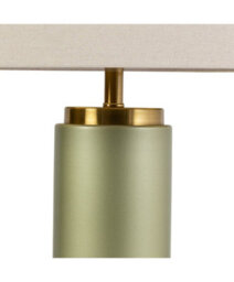 Lighting Supermarket Cylinder Frosted Sage Green / Gold Effect Table Lamp With Natural Shade - thumbnail 3