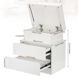 Modern Bedside Table Rgb Led Bedside Cabinet 3 Drawers Nightstand Matte White - thumbnail 2