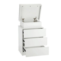 Modern Bedside Table Rgb Led Bedside Cabinet 3 Drawers Nightstand Matte White - thumbnail 3