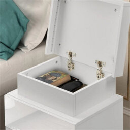 Modern Bedside Table Rgb Led Bedside Cabinet 3 Drawers Nightstand Matte White - thumbnail 4
