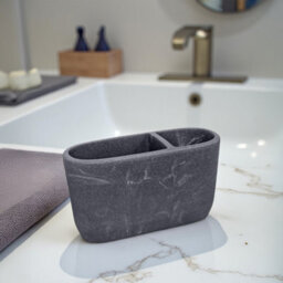 Showerdrape Octavia Grey Bathroom Accessory Set - Soap Dispenser & Toothbrush Holder - thumbnail 3