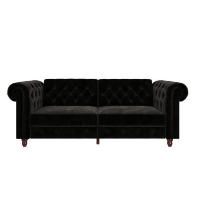 Dorel Felix Chesterfield Sofa Bed In Velvet Black - image 1