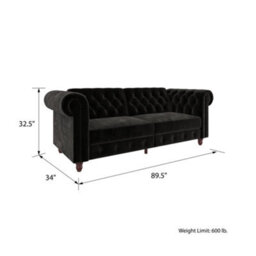 Dorel Felix Chesterfield Sofa Bed In Velvet Black - thumbnail 5