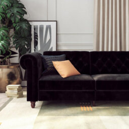 Dorel Felix Chesterfield Sofa Bed In Velvet Black - thumbnail 7