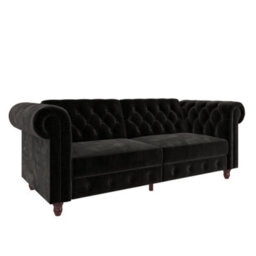 Dorel Felix Chesterfield Sofa Bed In Velvet Black - thumbnail 2