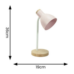 Valuelights Woody Blush Pink Metal Dome Shade Wooden Base Desk Task Adjustable Table Lamp - thumbnail 5
