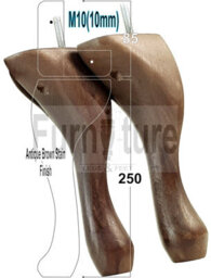 L&F Queen Anne Wooden Legs Antique Brown Stain 250mm High Set Of 4 Replacement Furniture Feet  M10 - thumbnail 1