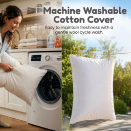 Lister Cartwright 2 X Wool Pillow Premium Quality Adjustable Firmness 100% Cotton Cover - thumbnail 7