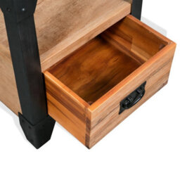 Vidaxl Nightstand Solid Acacia Wood Steel 40X30X54 Cm - thumbnail 5