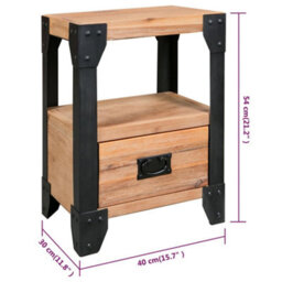 Vidaxl Nightstand Solid Acacia Wood Steel 40X30X54 Cm - thumbnail 6