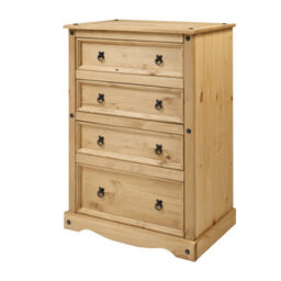 Mercers Furniture Corona Compact 4 Drawer Chest Of Drawers Solid Wood Pine Wooden Bedroom With Mexican Styling - thumbnail 2