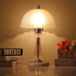 Darphe 42Cmh Elegant Glass Scallop Shaped Lampshade Table Lamp,crystal Column Lamp Base - thumbnail 2