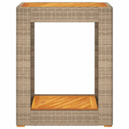 Berkfield Garden Side Table With Wooden Top Beige 60X40X75 Cm Poly Rattan - thumbnail 6