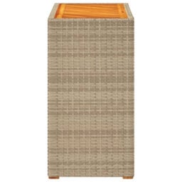 Berkfield Garden Side Table With Wooden Top Beige 60X40X75 Cm Poly Rattan - thumbnail 5