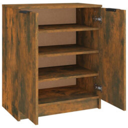 Berkfield Shoe Cabinet Smoked Oak 59X35X70 Cm Engineered Wood - thumbnail 5