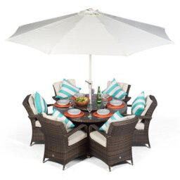 That's Furniture Arizona Round 6 Seater Rattan Patio Dining Set - Brown - thumbnail 1
