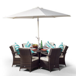 That's Furniture Arizona Round 6 Seater Rattan Patio Dining Set - Brown - thumbnail 2