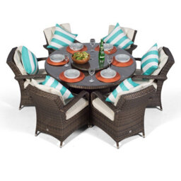 That's Furniture Arizona Round 6 Seater Rattan Patio Dining Set - Brown - thumbnail 3