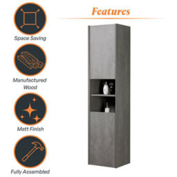Plum&clay Nebula Concrete Wall Mounted Bathroom Tall Storage Unit - thumbnail 6
