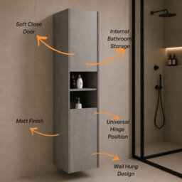 Plum&clay Nebula Concrete Wall Mounted Bathroom Tall Storage Unit - thumbnail 4