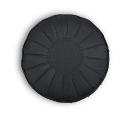Littens Slate Grey Linen Look Round Moroccan Footstool Bean Bag Pouffe Ottoman Seat 50Cm X 30Cm - thumbnail 4