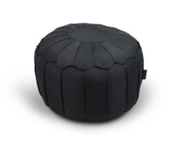 Littens Slate Grey Linen Look Round Moroccan Footstool Bean Bag Pouffe Ottoman Seat 50Cm X 30Cm